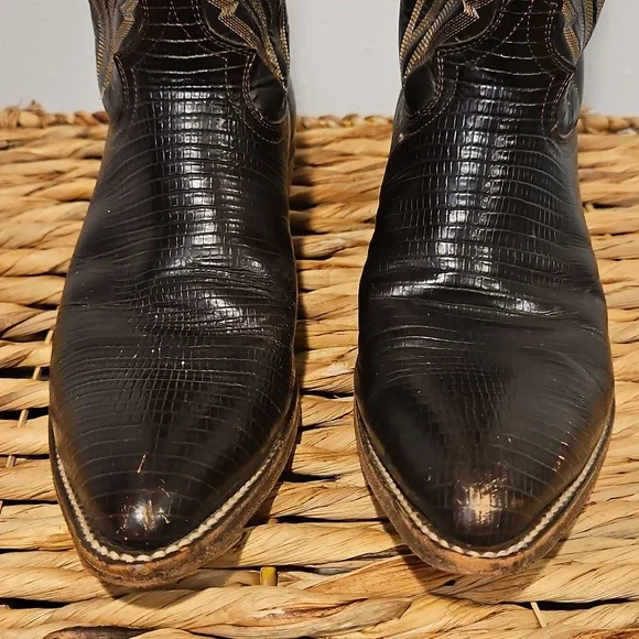 Vintage Diamond J Leather Mens Western Cowboy Boots Sz. 8 EE Wide - Picture 2 of 16